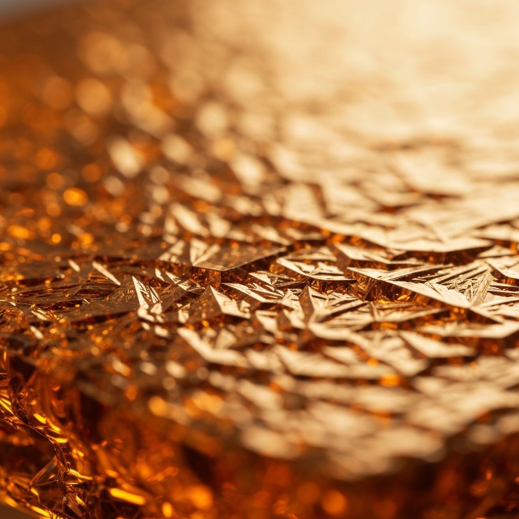 Close-up of Pyroceram glass-ceramic material showing its crystalline amber structure